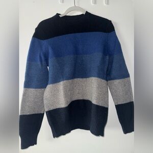 Men's Lambswool Striped Sweater - Blue and Gray